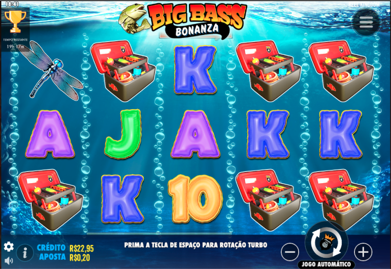 Big bass bonanza versão caça níquel online com aposta de R$0,20.